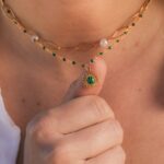 stikliniai perlai malachitas