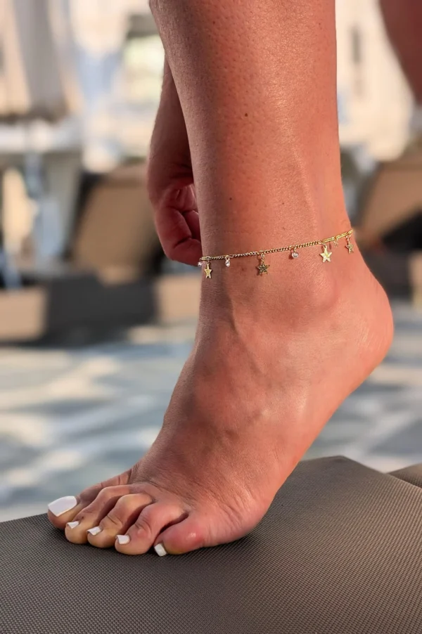 kojos grandinele cirkonis zvaigzdutes